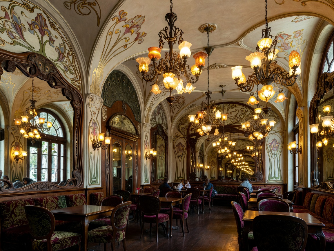 Majestic Art Nouveau café in Porto with chandeliers and ornate mirrors